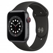 Apple Series 6 Silicone Watch with GPS and Blood Oxygen Sensor, 44 mm - Black
